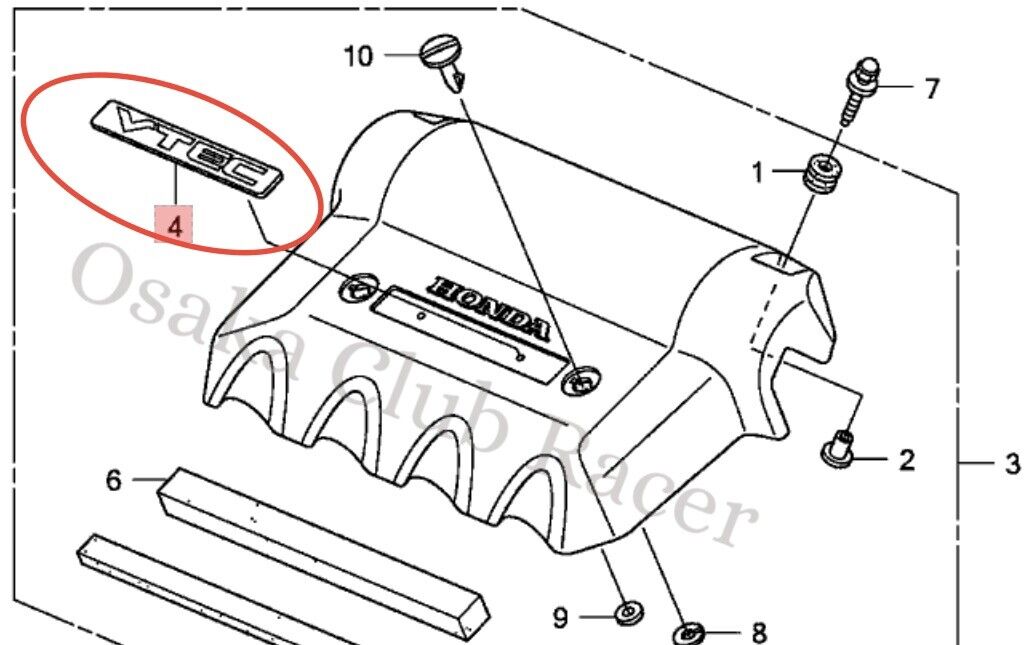 Genuine OEM 07-08 Honda Fit VTEC Engine Cover Emblem Badge New USDM JDM GD1 GD3