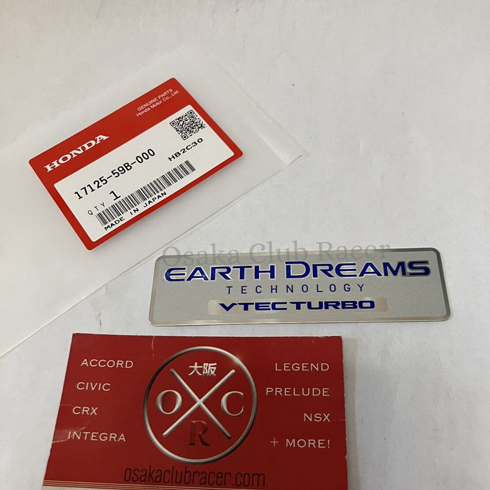 Genuine OEM 17-21 Honda Civic Type R Earth Dreams Engine Emblem Inlet Pipe Badge