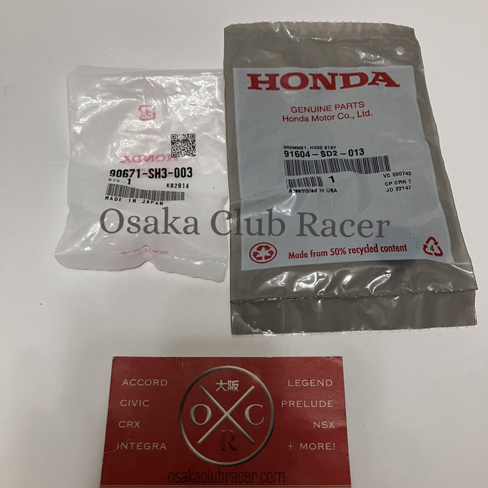 Genuine OEM 88-91 Honda CRX Hood Prop Rod Holder Catch Clip & Grommet EF ED9 Si