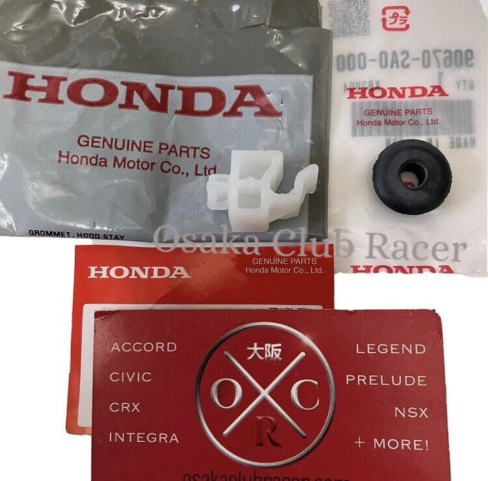 New Genuine OEM 82-85 Honda Accord Hood Prop Rod Holder Catch Clip & Grommet 2G