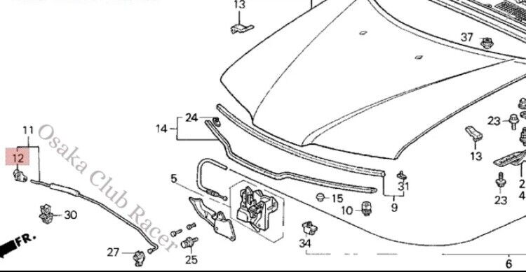 Genuine OEM 97-01 Honda CR-V Hood Prop Open Stay End Clip New 74146-SJ4-000 RD1