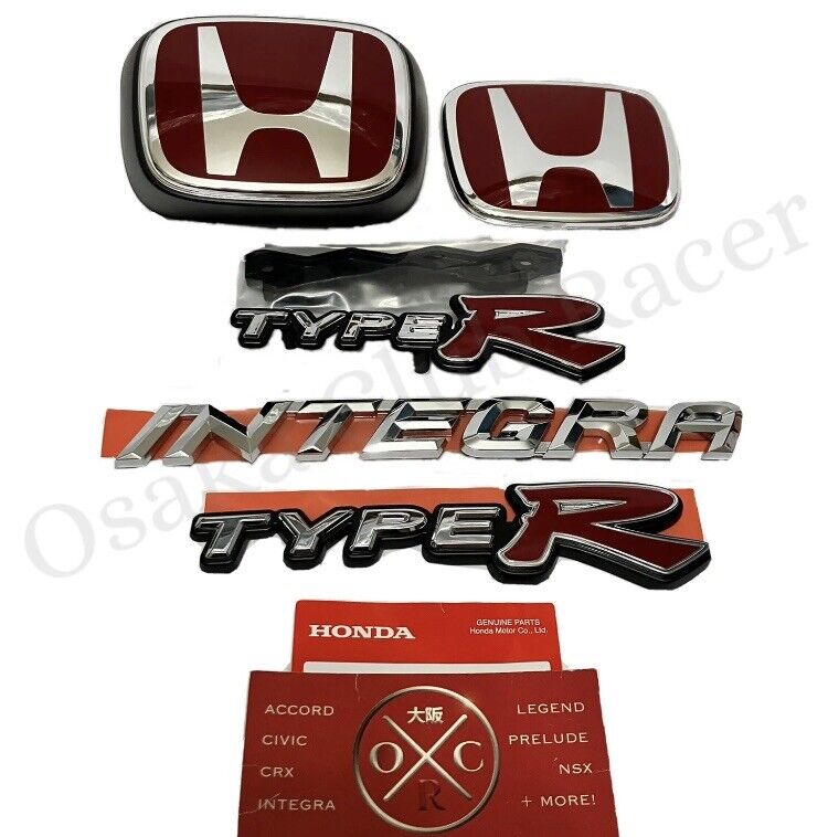 OEM DC5 Honda Integra Type R JDM Emblem Set Front & Rear Badges 05