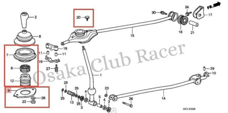 New OEM 88-91 Honda Civic CRX Shift Lever Holder Hardware Ball Seat Seal Set EF