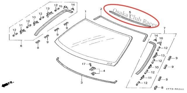 Genuine OEM Honda Acura Integra Upper Front Windshield Molding 94-01 Coupe Sedan