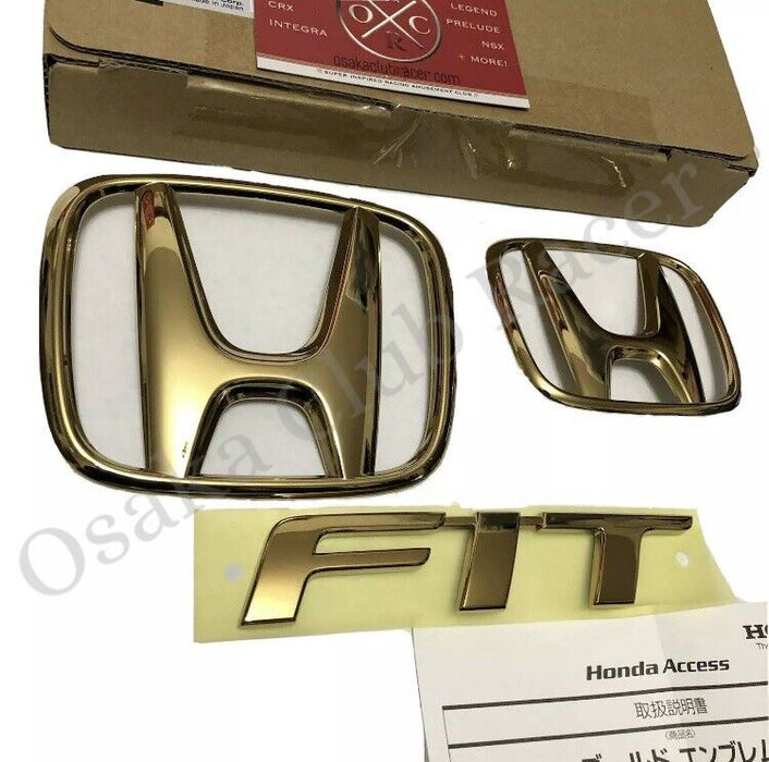 New Honda Access 2015-17 Honda Fit Gold Emblem Kit Genuine JDM 16 GK5 Rare